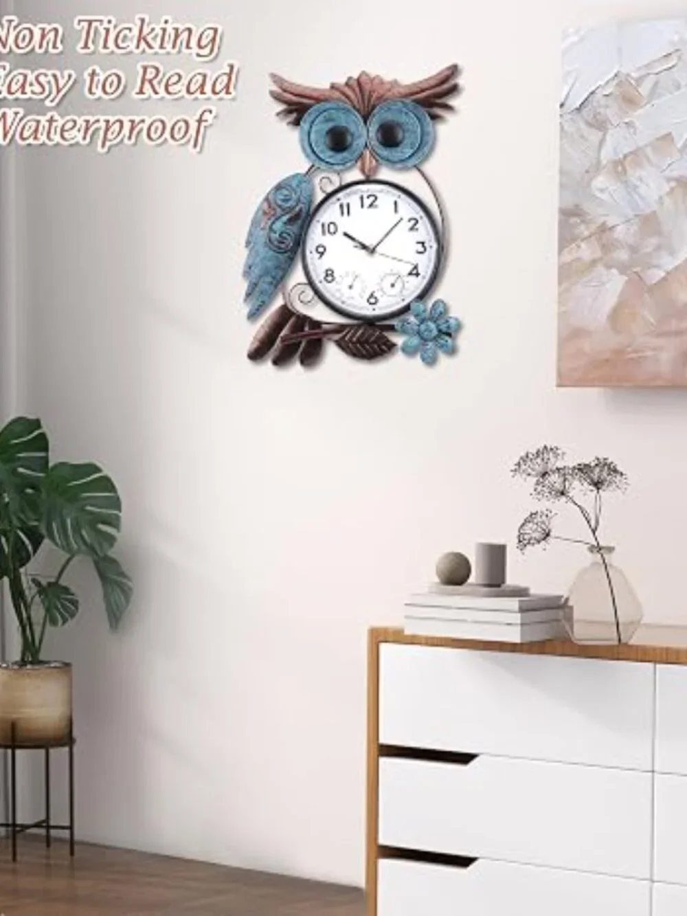 Owl Clock for Patio Pool Garden Home Decor